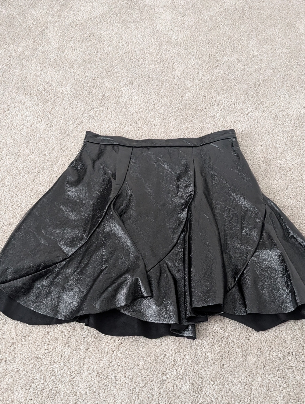 NWT Topshop IDOL Faux Leather Black Mini Circle Skirt 6